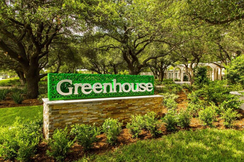 Front sign and entrance of Greenhouse Treatment Center in Grand Prairie, Texas