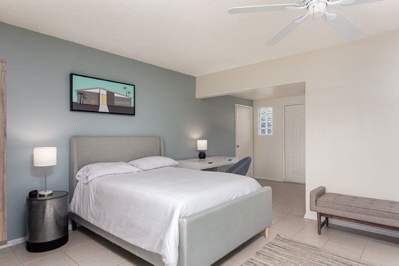 Private bedroom at the Banyan Palm Springs residential facility in Cathedral City, California