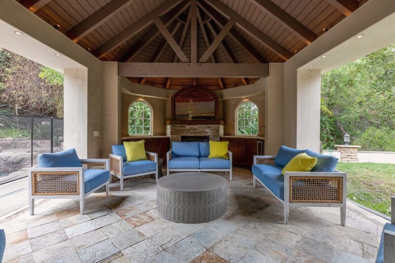 Covered outdoor lounge at a Newport Academy Southern California residential campus