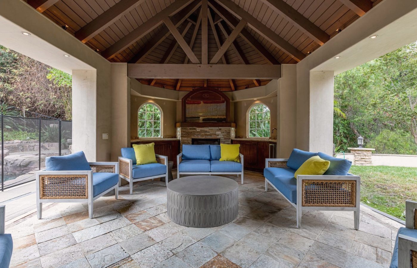Covered outdoor lounge at a Newport Academy Southern California residential campus