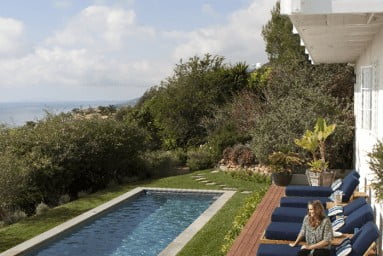 Poolside view at Cliffside Malibu's Point Dume residence