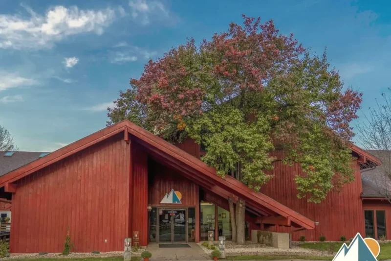 Distinctive architecture at the Harmony Ridge Recovery Center campus in West Virginia