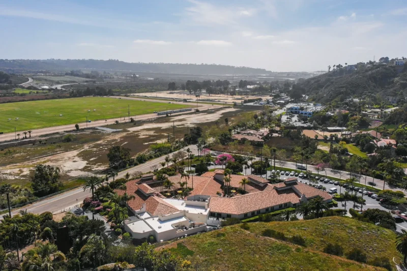 Aerial view of Casa Palmera's residential and detox campus in Del Mar, California