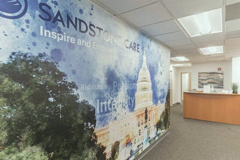Capitol mural inside Sandstone Care’s Rockville outpatient center in Maryland