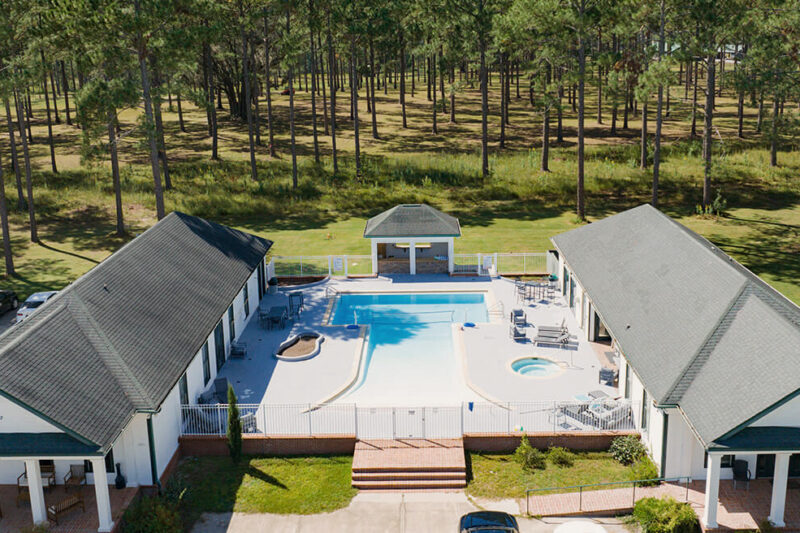 Building and swimming pool at Honey Lake Clinic in Florida