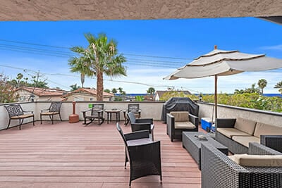 Patio at Ocean Hills Recovery residential facility in Dana Point, California