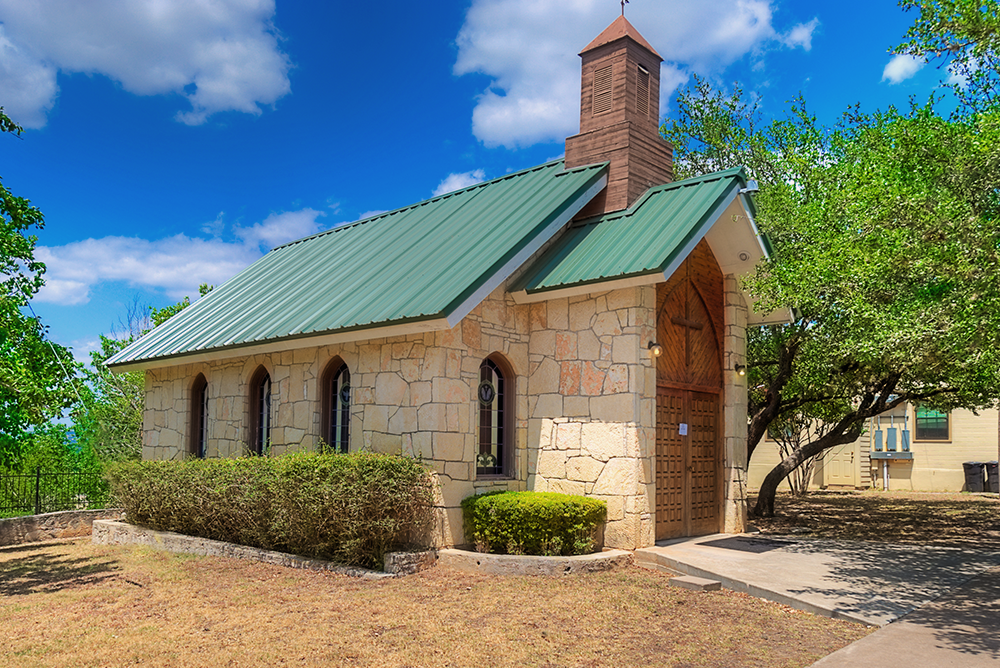 Chapel exterior at Starlite Recovery Center in Center Point, Texas