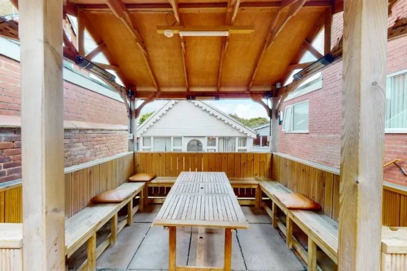Outdoor seating area at Ocean Recovery Centre in Blackpool