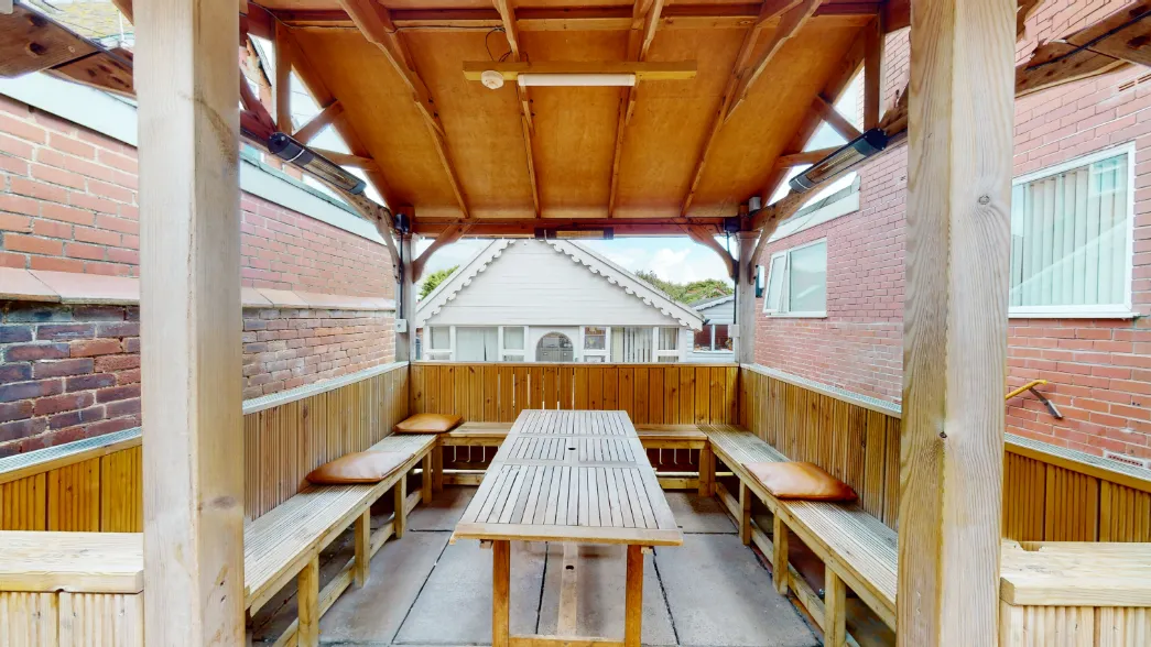 Outdoor seating area at Ocean Recovery Centre in Blackpool