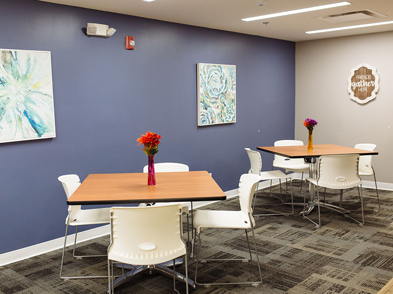 Dining area at the former Timberline Knolls campus in Lemont, Illinois