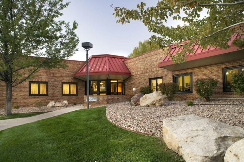 Main entrance of Centennial Peaks Hospital in Louisville, Colorado