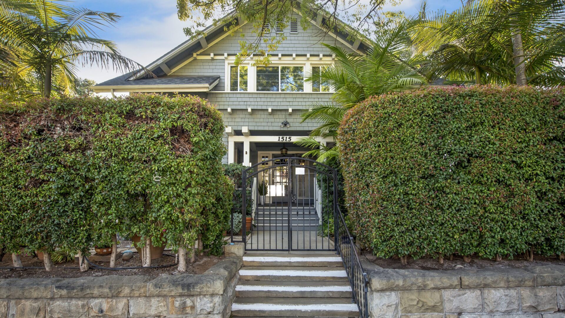 Front gate of Casa Serena’s Santa Barbara residential treatment home
