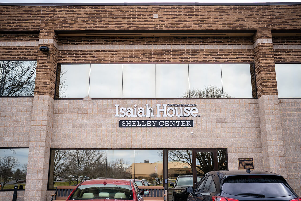 Entrance to the Isaiah House Shelley Center in Harrodsburg, Kentucky