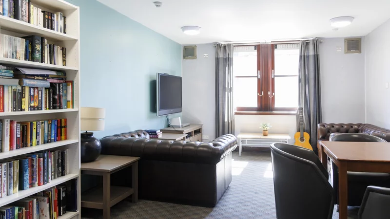 Residential lounge at Wernham House in Aberdeen