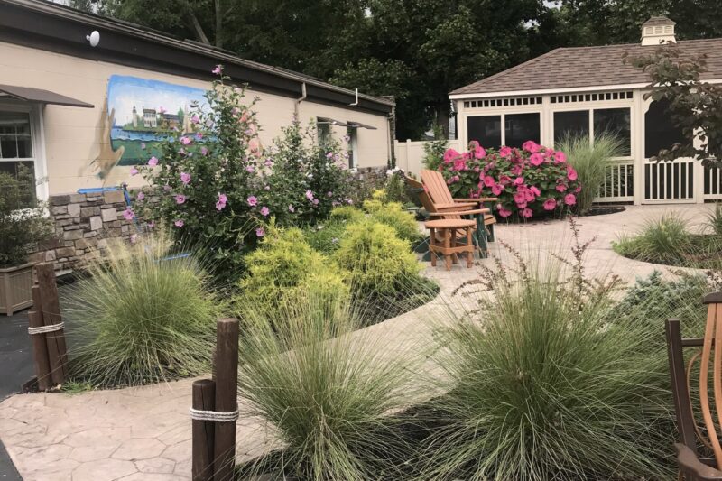 Landscaped courtyard at Harbor of Grace Recovery in Havre de Grace, Maryland