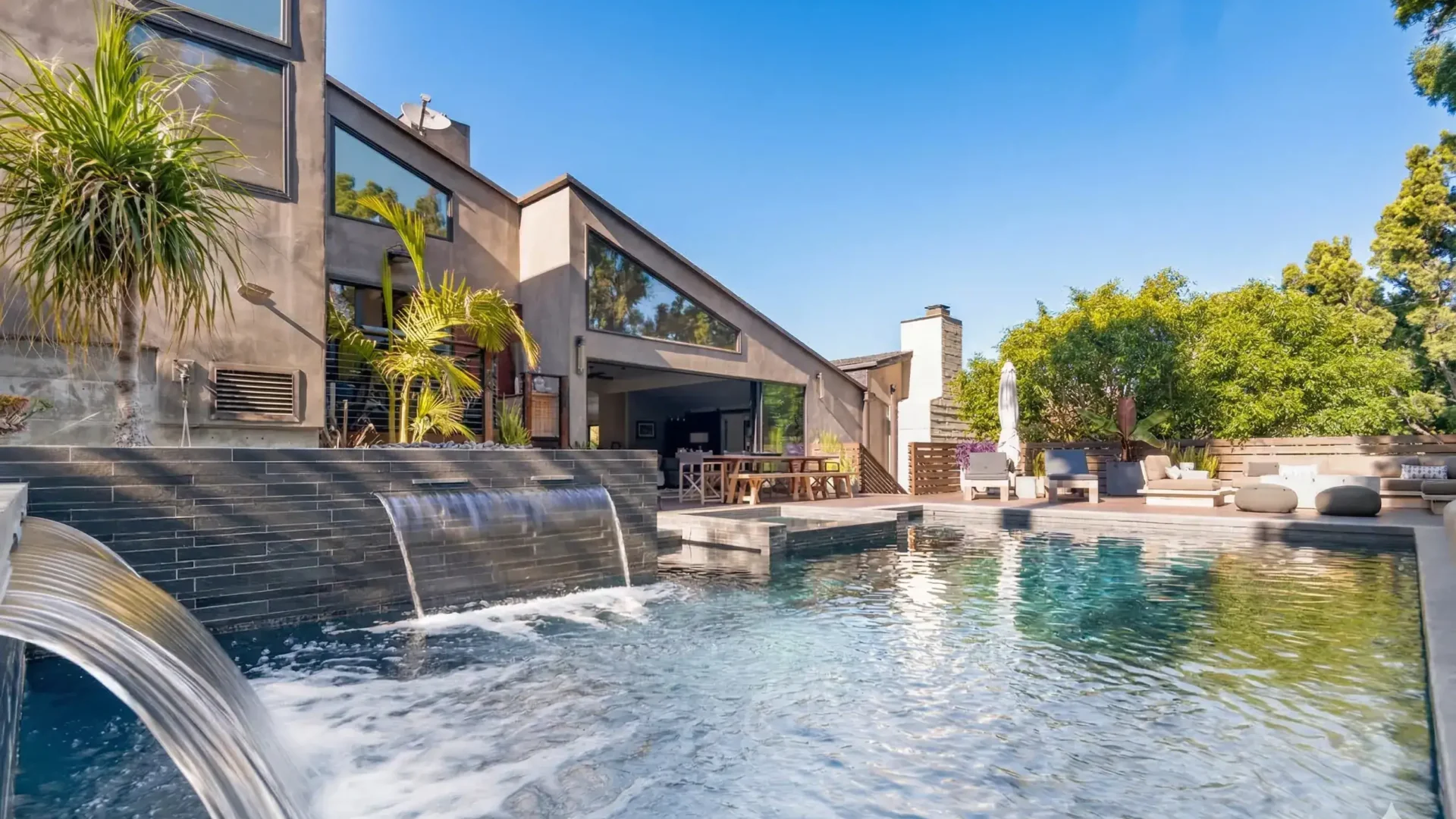 Pool and residence at Amend Treatment Wildlife House in Malibu