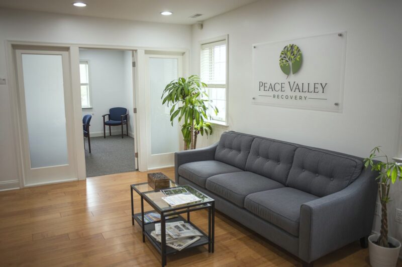 Lobby and reception area at Peace Valley Recovery in Doylestown, Pennsylvania