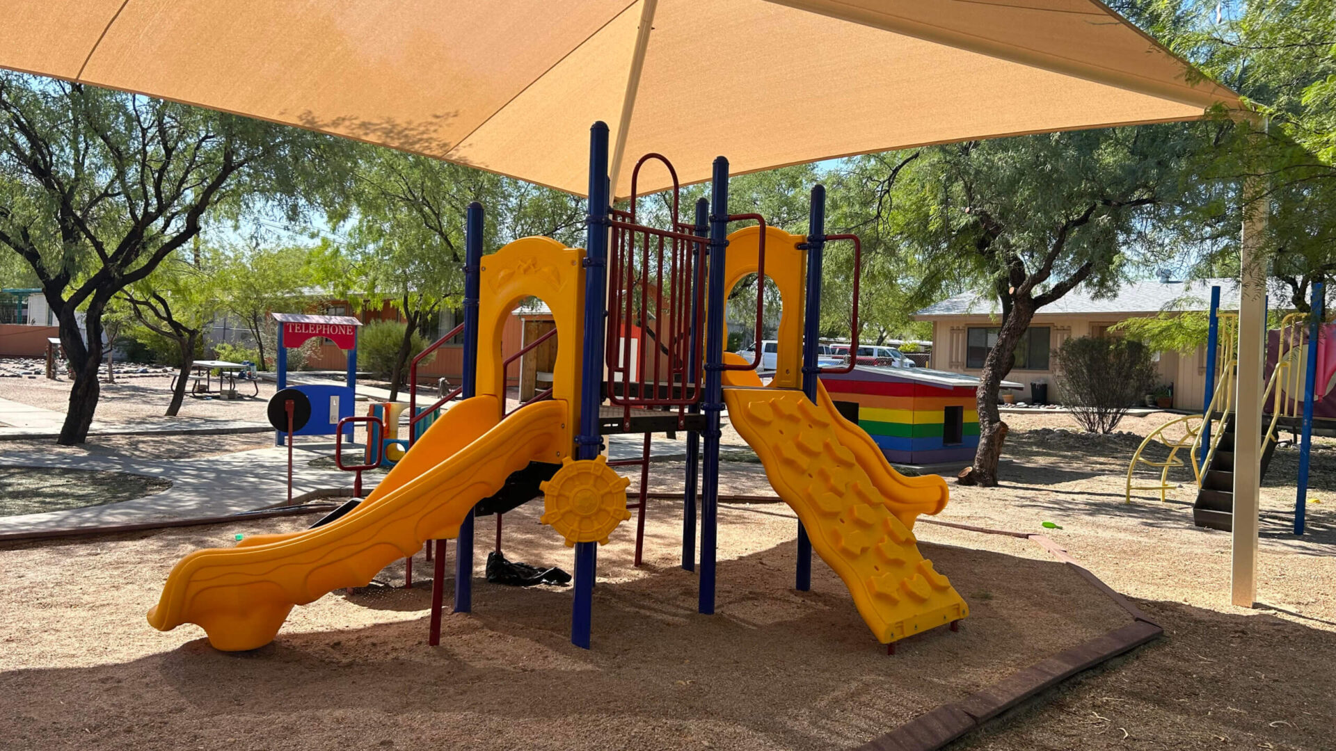 Shaded playground at The Haven residential campus in Tucson, Arizona