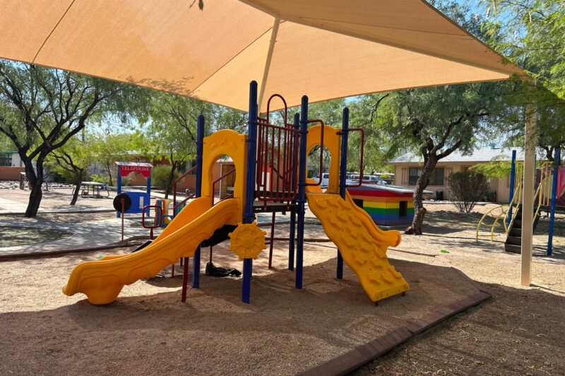 Shaded playground at The Haven residential campus in Tucson, Arizona