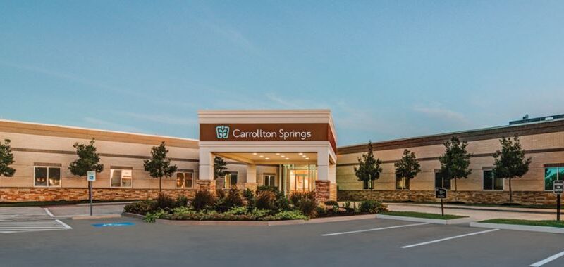 Carrollton Springs behavioral health hospital entrance in Carrollton, Texas