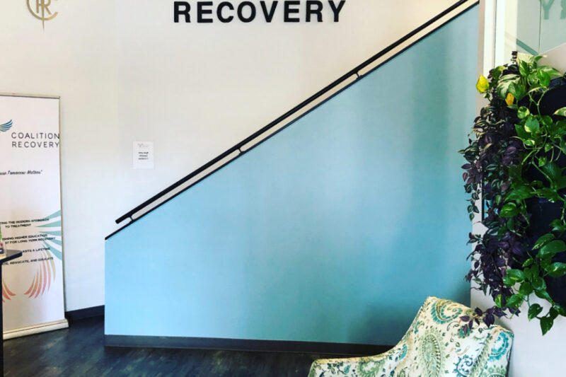 Branded reception area at Coalition Recovery’s Tampa treatment facility