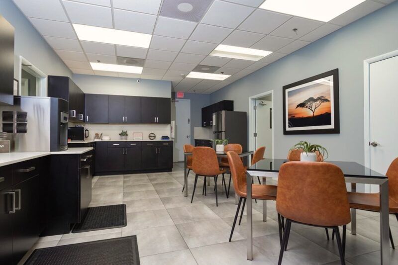 Kitchen and dining area at Addiction Recovery Institute of America
