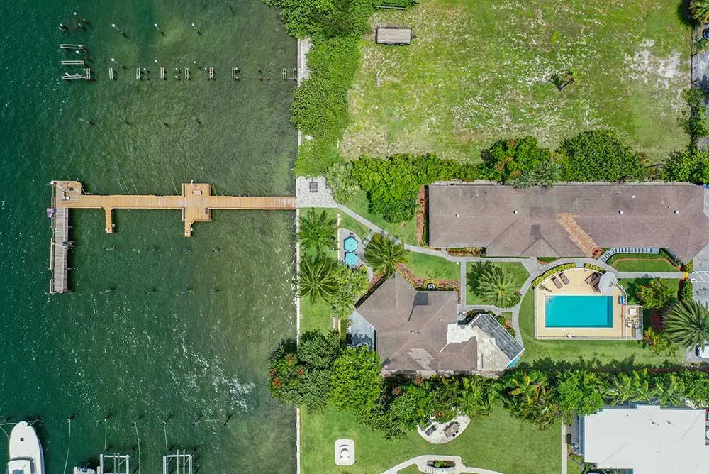 Overhead view of Ambrosia Treatment Center's Singer Island campus and pool
