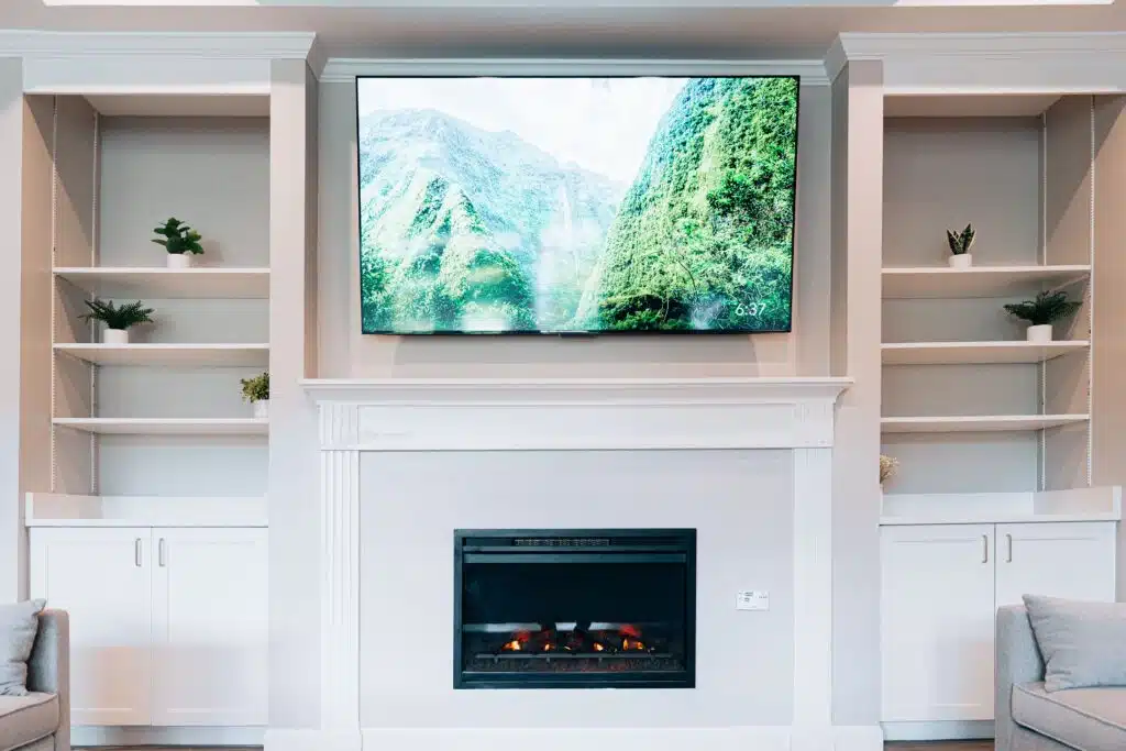 Common room fireplace at Arbor Wellness in Brentwood, Tennessee