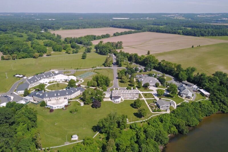 Aerial view of Ashley Addiction Treatment's Chesapeake Bay campus