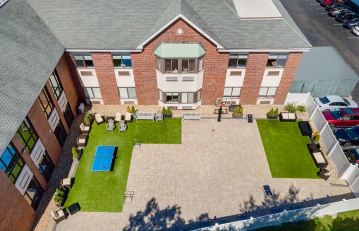 Courtyard at Bedrock Recovery Center in Canton, Massachusetts