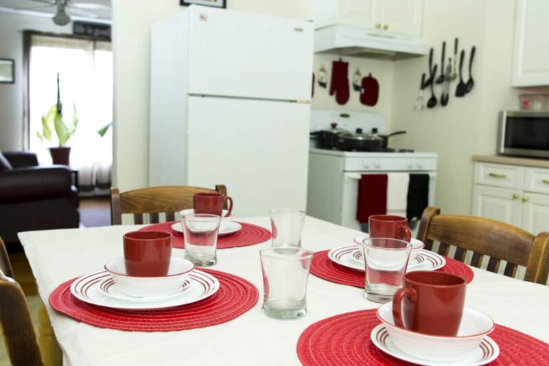 Dining and kitchen area in a BlueSky Behavioral Health therapeutic apartment in Danbury