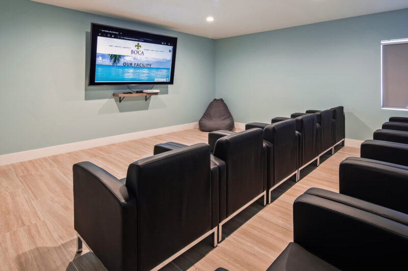 Movie theater at Boca Recovery Center in Pompano Beach, Florida