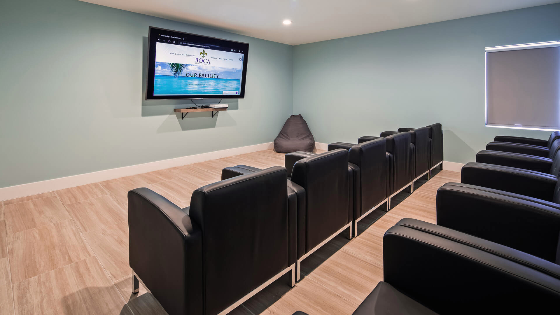 Movie theater at Boca Recovery Center in Pompano Beach, Florida