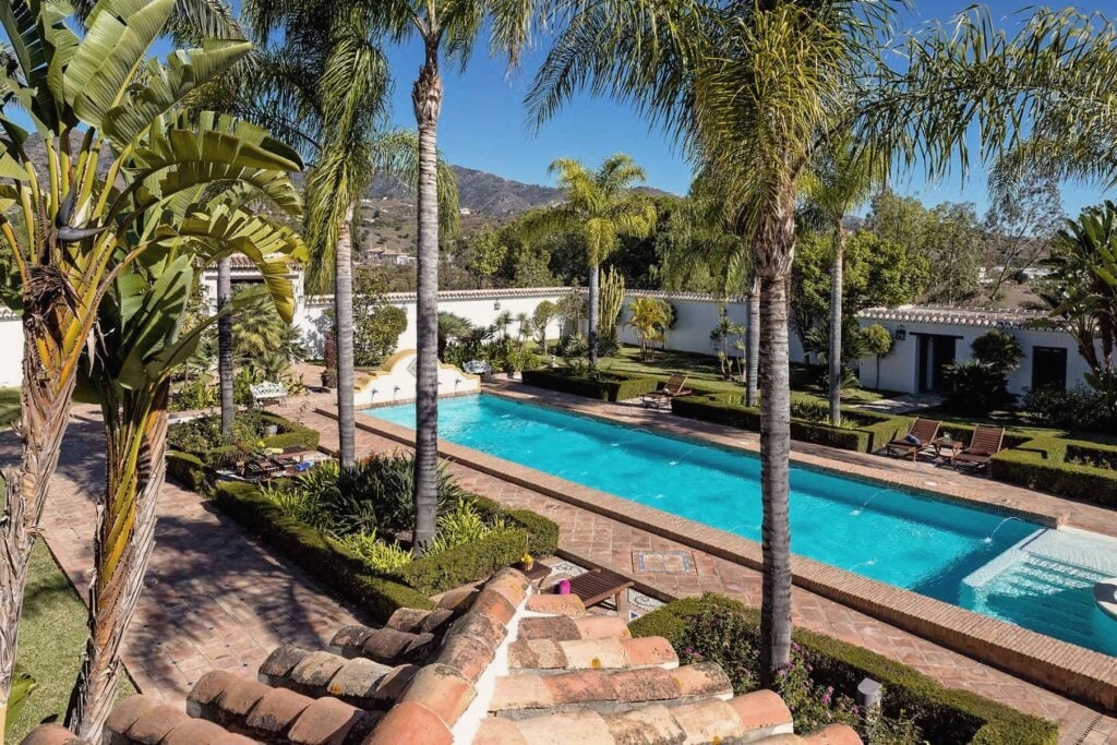 Pool and walled gardens at Camino Recovery in southern Spain