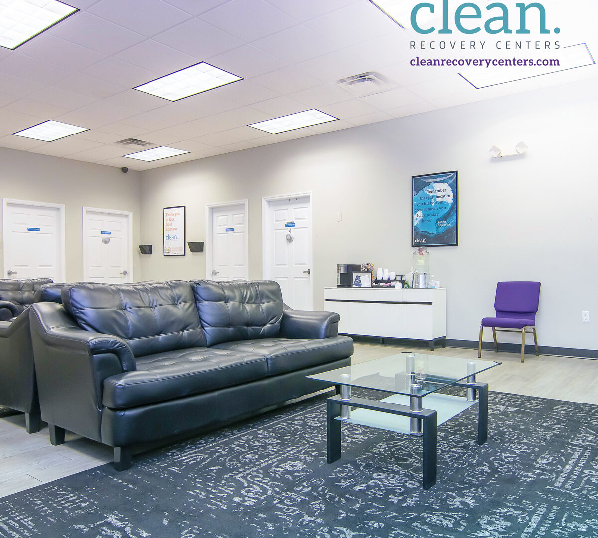Reception lounge at Clean Recovery Centers in Tampa, Florida