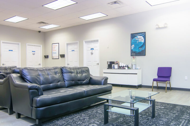 Reception lounge at Clean Recovery Centers in Tampa, Florida
