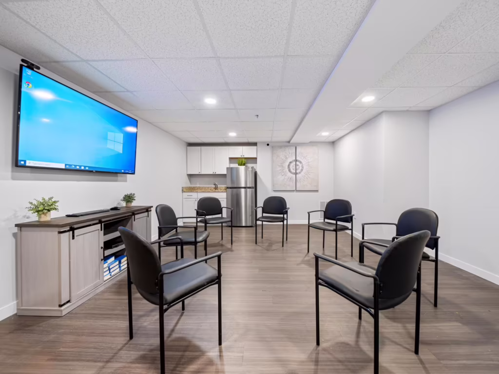 Group therapy room at Excel Treatment Center in Dover, New Jersey