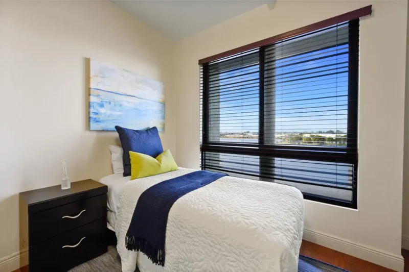 Florida Helps Miramar treatment center private bedroom with lakeside view