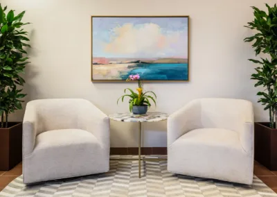 Reception lobby at Hanley Center in West Palm Beach, Florida