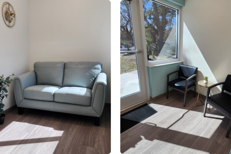 Reception seating inside a Lightshare Behavioral Wellness and Recovery facility