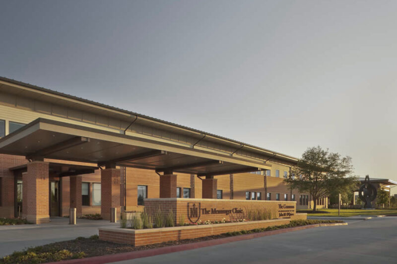 The Commons building at The Menninger Clinic in Houston at sunset