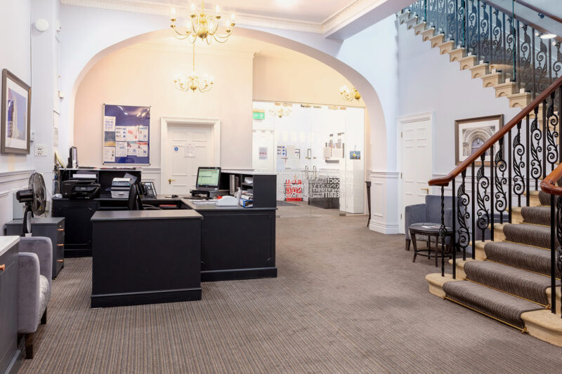 Entrance and reception at Priory Hospital Bristol