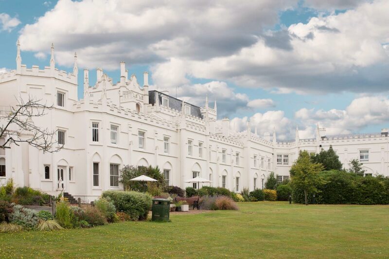 Historic Gothic-style exterior of Priory Hospital Roehampton in South West London