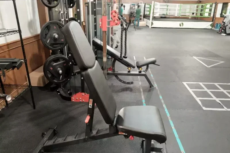 Fitness gym and boxing ring at Siam Rehab in Chiang Rai, Thailand