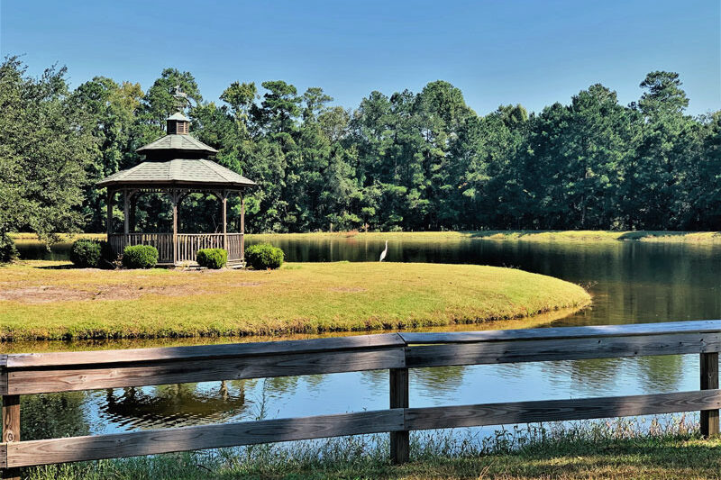 Pond and gazebo at Waypoint Recovery Center's Cameron residential campus