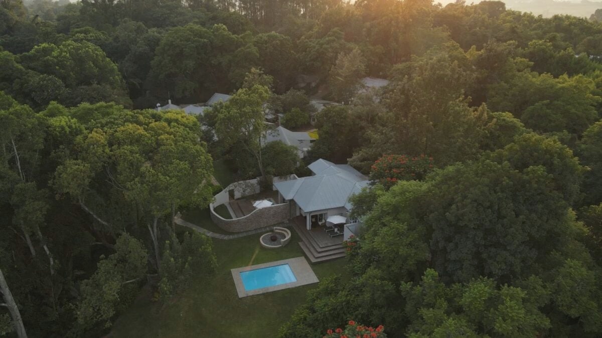 Aerial view of White River Manor and its landscaped grounds in South Africa