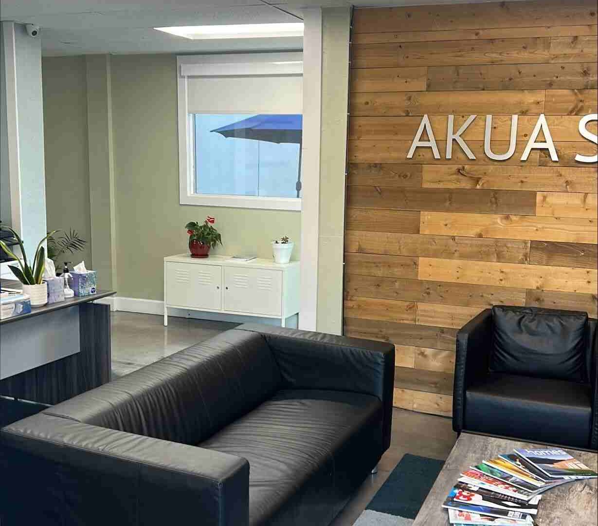 Reception and waiting area at AKUA Strong Long Beach outpatient center in Long Beach, California
