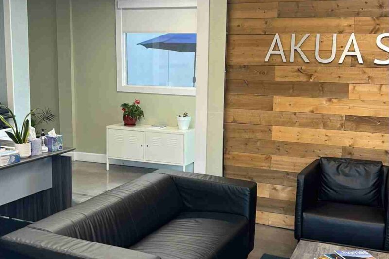 Reception and waiting area at AKUA Strong Long Beach outpatient center in Long Beach, California
