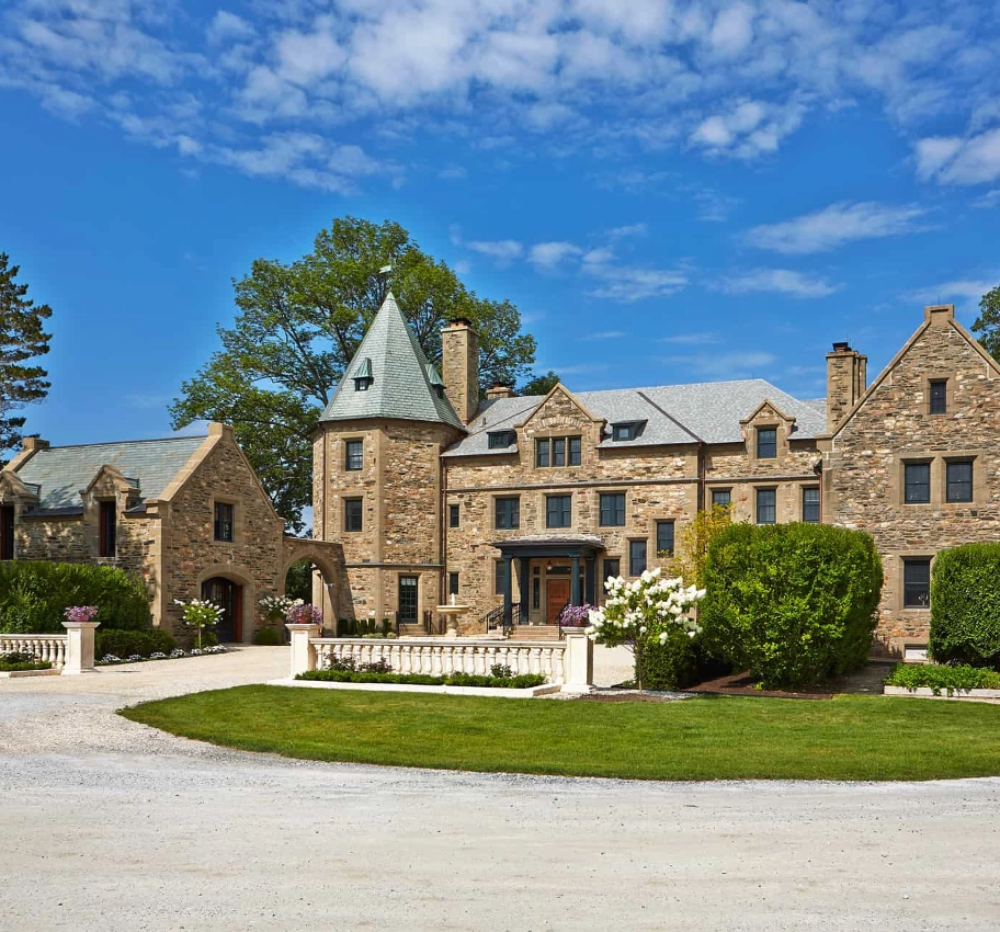 Stone main building and entrance drive at CMC:Berkshires