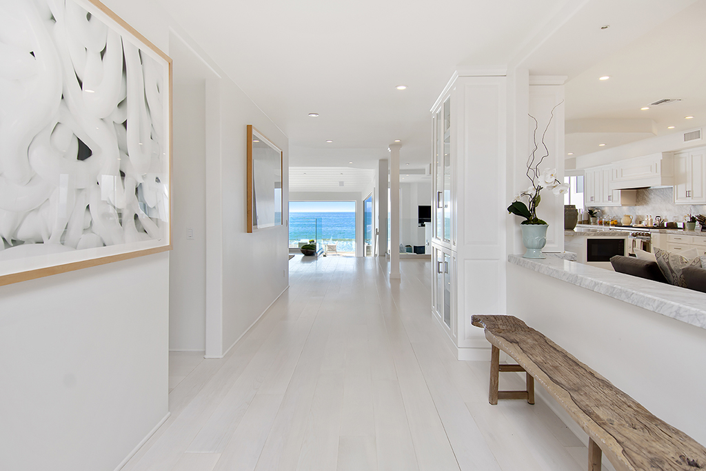 Bright residential interior at The Pointe Malibu with a view toward the ocean